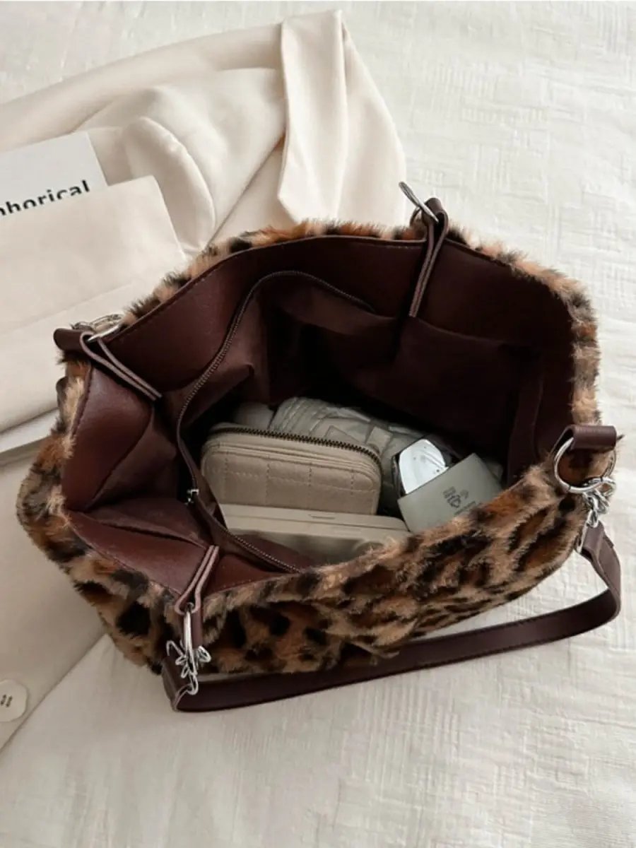Faux Fur Leopard Shoulder Bag - Love Salve